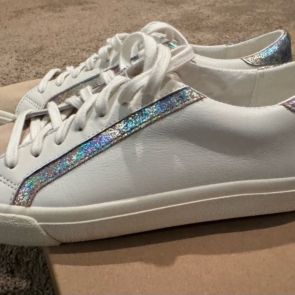 Madewell White Sneakers with Iridescent Trim